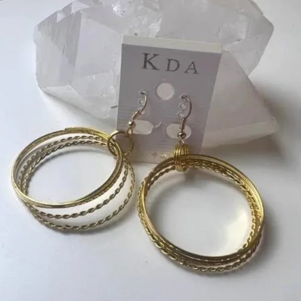 Gold Dangle Round Earrings